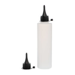 Botella 250 ml HDPE Traslúcido Recta con Tapón Cánula Negra y Capuchón de Presión (24/410) - Botellas HDPE