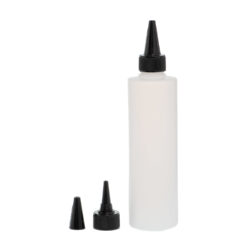 Botella 250 ml HDPE Traslúcido Recta con Tapón Cánula rosca Negra (24/410) - Botellas HDPE