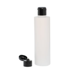 Botella 250 ml HDPE Traslúcido Recta con Tapón Bisagra Negro (24/410) - Botellas HDPE