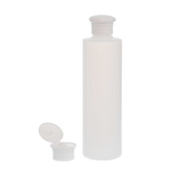 Botella 250 ml HDPE Traslúcido Recta con Tapón Bisagra Seta Blanco (24/410) - Botellas HDPE