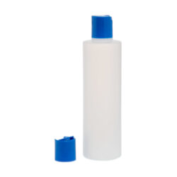 Botella 250 ml HDPE Traslúcido Recta con Tapón Disc-Top Azul (24/410) - Botellas HDPE