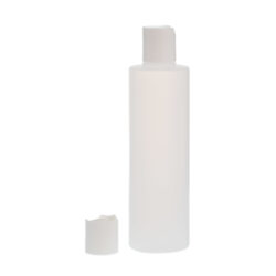 Botella 250 ml HDPE Traslúcido Recta con Tapón Disc-Top Blanco (24/410) - Botellas HDPE