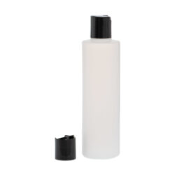Botella 250 ml HDPE Traslúcido Recta con Tapón Disc-Top Negro (24/410) - Botellas HDPE