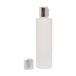 Botella 250 ml HDPE Traslúcido Recta con Tapón Disc-Top Plata Aluminio (24/410) - Botellas HDPE