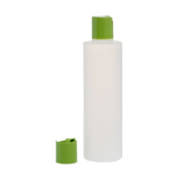 Botella 250 ml HDPE Traslúcido Recta con Tapón Disc-Top Verde (24/410) - Botellas HDPE