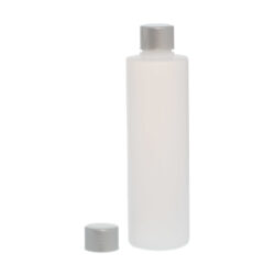 Botella 250 ml HDPE Traslúcido Recta con Tapón Gris Plata (24/410) - Botellas HDPE