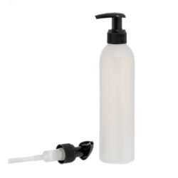 Botella 250 ml HDPE Traslúcido con Dosificador Ancho Negro (24/410) - Botellas HDPE