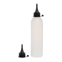 Botella 250 ml HDPE Traslúcido con Tapón Cánula Negra y Capuchón de Presión (24/410) - Botellas HDPE
