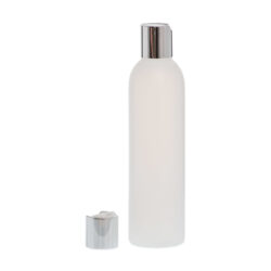 Botella 250 ml HDPE Traslúcido con Tapón Disc-Top Plata Aluminio (24/410) - Botellas HDPE
