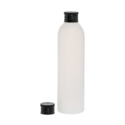 Botella 250 ml HDPE Traslúcido con Tapón Negro (24/410) - Botellas HDPE