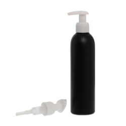 Botella 250 ml HDPE Negro con Dosificador Ancho Blanco (24/410) - Botellas HDPE