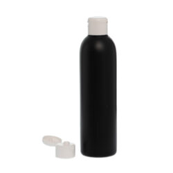 Botella 250 ml HDPE Negro con Tapón Flip-Top Blanco (24/410) - Botellas HDPE