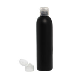 Botella 250 ml HDPE Negro con Tapón Flip-Top Traslúcido (24/410) - Botellas HDPE