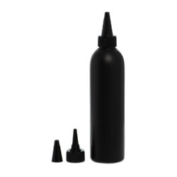 Botella 250 ml HDPE Negro con Tapón Cánula Negra y Capuchón de Rosca (24/410) - Botellas HDPE