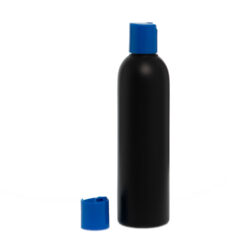 Botella 250 ml HDPE Negro con Tapón Disc-Top Azul (24/410) - Botellas HDPE