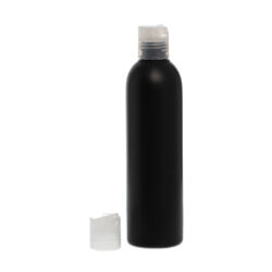 Botella 250 ml HDPE Negro con Tapón Disc-Top Traslúcido (24/410) - Botellas HDPE