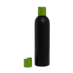 Botella 250 ml HDPE Negro con Tapón Disc-Top Verde (24/410) - Botellas HDPE