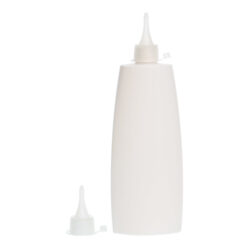 Botella Oval 400 ml HDPE Blanca con Cánula Traslúcido de Presión (24/410) - Botellas HDPE