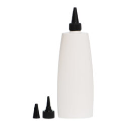 Botella Oval 400 ml HDPE Blanca con Cánula Negro de rosca (24/410) - Botellas HDPE