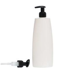 Botella Oval 400 ml HDPE Blanca Dosificador Negro (24/410) - Botellas HDPE