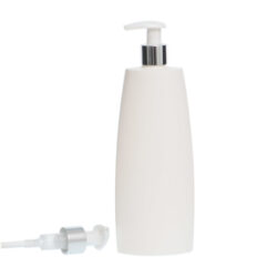 Botella Oval 400 ml HDPE Blanca Dosificador Blanco Funda Aluminio (24/410) - Botellas HDPE
