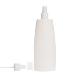 Botella Oval 400 ml HDPE Blanca con spray Blanco (24/410) - Botellas HDPE
