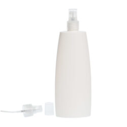 Botella Oval 400 ml HDPE Blanca con spray Traslúcido (24/410) - Botellas HDPE