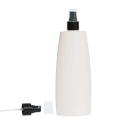 Botella Oval 400 ml HDPE Blanca con spray Negro (24/410) - Botellas HDPE