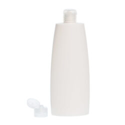 Botella Oval 400 ml HDPE Blanca con Tapón Bisagra Traslúcido (24/410) - Botellas HDPE
