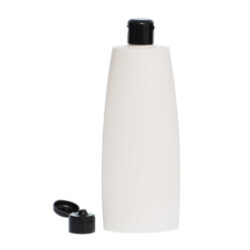 Botella Oval 400 ml HDPE Blanca con Tapón Bisagra Negro (24/410) - Botellas HDPE