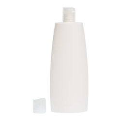 Botella Oval 400 ml HDPE Blanca con Tapón Disc Top Traslúcido (24/410) - Botellas HDPE