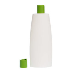Botella Oval 400 ml HDPE Blanca con Tapón Disc Top Verde (24/410) - Botellas HDPE