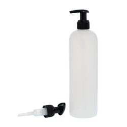 Botella 500 ml HDPE Traslúcido con Dosificador Ancho Negro (24/410) - Botellas HDPE