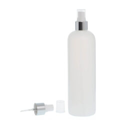 Botella 500 ml HDPE Traslúcido con Vaporizador Plata Aluminio (24/410) - Botellas HDPE