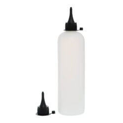Botella 500 ml HDPE Traslúcido con Tapón Cánula Negra y Capuchón de Presión (24/410) - Botellas HDPE
