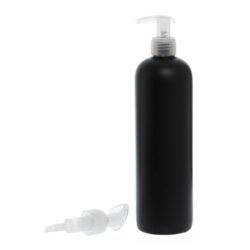 Botella 500 ml HDPE Negro con Dosificador Ancho Traslúcido (24/410) - Botellas HDPE