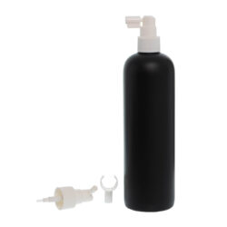 Botella 500 ml HDPE Negro con Vaporizador Trompeta Blanco (24/410) - Botellas HDPE