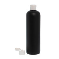 Botella 500 ml HDPE Negro con Tapón Bisagra Blanco (24/410) - Botellas HDPE