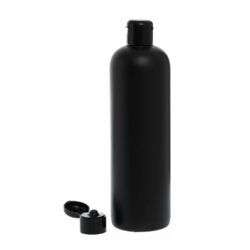 Botella 500 ml HDPE Negro con Tapón Bisagra Negro (24/410) - Botellas HDPE
