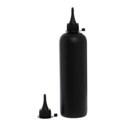 Botella 500 ml HDPE Negro con Tapón Cánula Negra y Capuchón de Presión (24/410) - Botellas HDPE