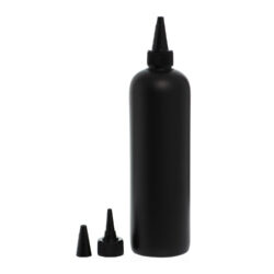 Botella 500 ml HDPE Negro con Tapón Cánula Negra y Capuchón de Rosca (24/410) - Botellas HDPE