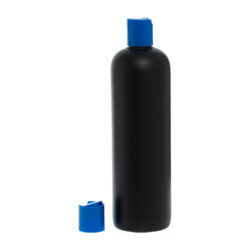 Botella 500 ml HDPE Negro con Tapón Disc-Top Azul (24/410) - Botellas HDPE