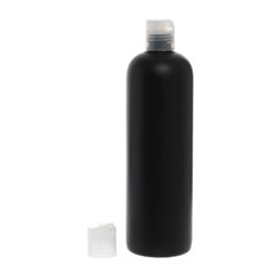 Botella 500 ml HDPE Negro con Tapón Disc-Top Traslúcido (24/410) - Botellas HDPE
