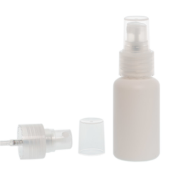 Botella 50 ml HDPE Blanco con Vaporizador Traslúcido (24/410) - Amenities