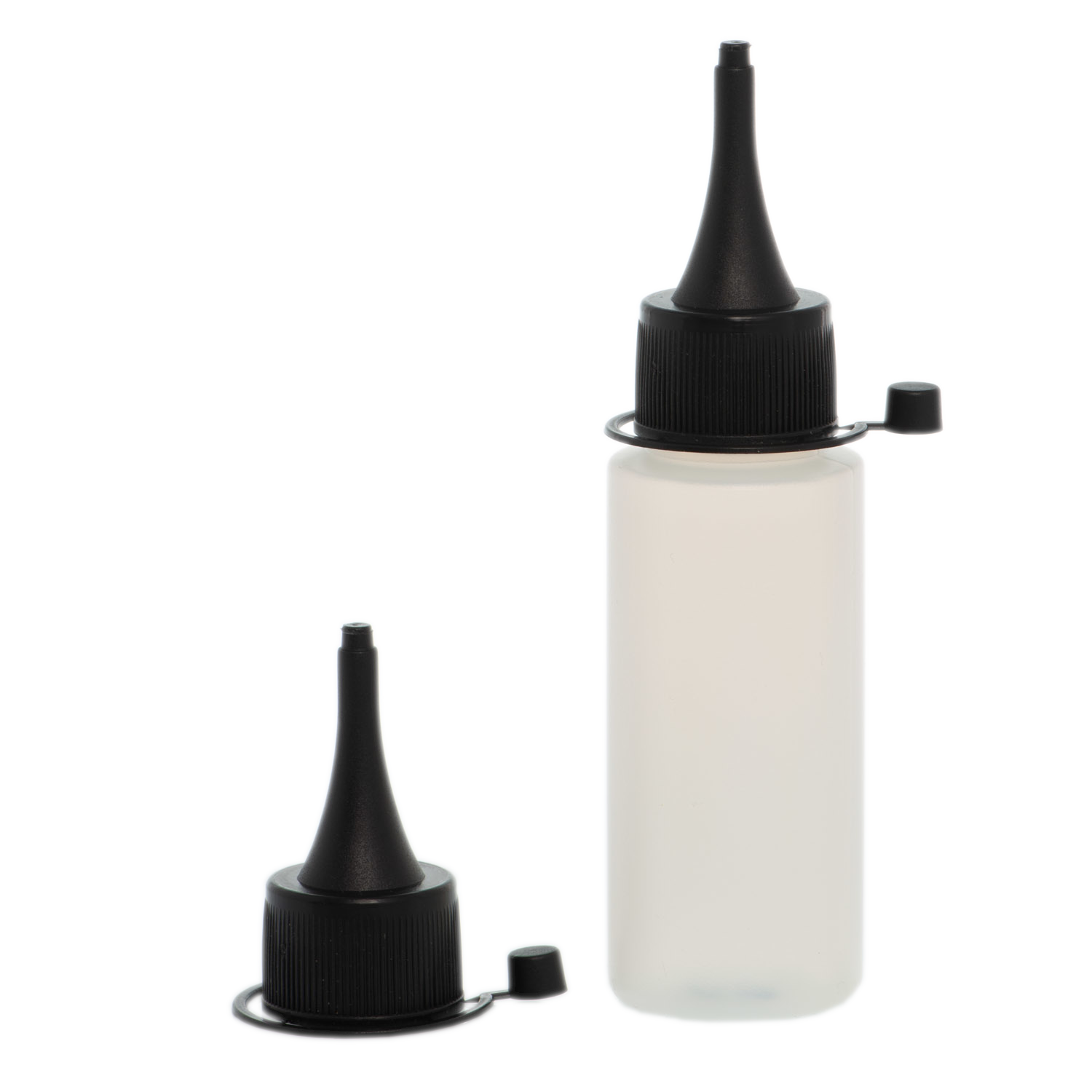 Botella 60 ml HDPE Traslúcido con Tapón Cánula Negra y Capuchón de Presión (24/410) - Amenities