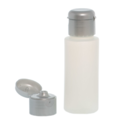 Botella 60 ml HDPE Traslúcido con Tapón Bisagra Gris Plata (24/410) - Amenities
