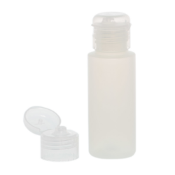 Botella 60 ml HDPE Traslúcido con Tapón Bisagra Traslúcido (24/410) - Amenities