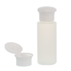 Botella 60 ml HDPE Traslúcido con Tapón Bisagra Seta Blanco (24/410) - Amenities