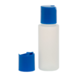 Botella-60ml-PEHD-Recto-natural-tapon-disc-top-azul