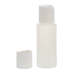 Botella 60 ml HDPE Traslúcido con Tapón Disc-Top Blanco (24/410) - Amenities